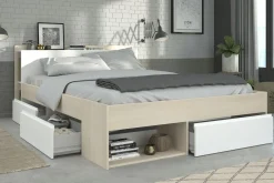 140-iger Stauraumbett mit Kleiderschrank, Schreibtisch und Kommode MOST 75